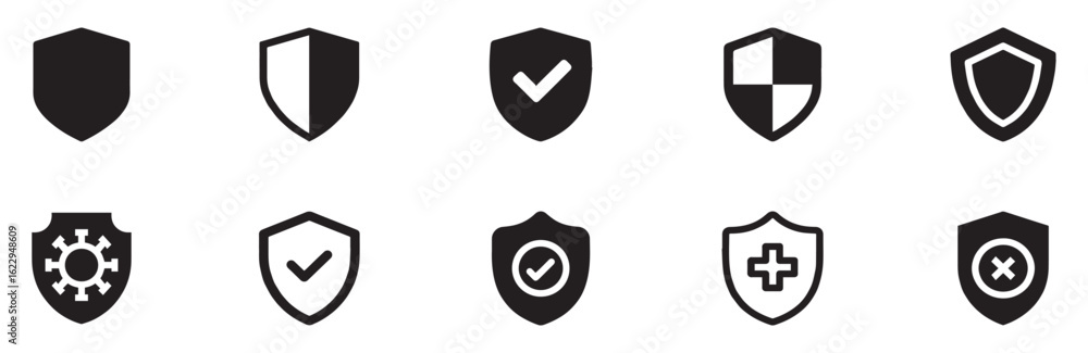 Poster shield icon set. protection icon vector. security vector icon. security and privacy symbol. vector i