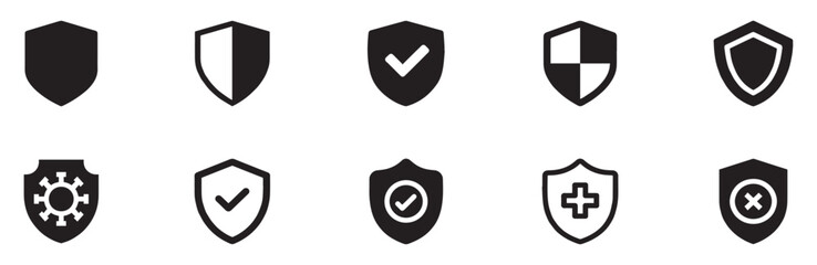 Shield icon set. Protection icon vector. Security vector icon. Security and privacy symbol. Vector Illustration.