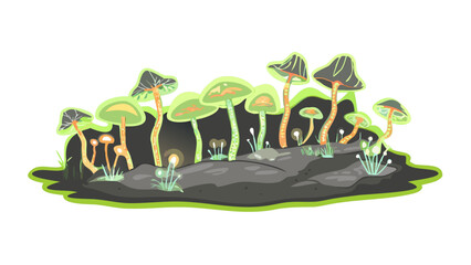Enchanted Anatolian Forest Floor SVG with Glowing Fungi and Moss
