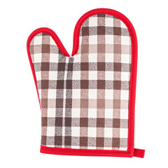 Traditional Checkered Oven Mitt with Red Trim for Kitchen Cooking and Baking Safety Protection and Heat Resistance