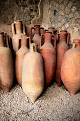 old clay pots Pompei Italy