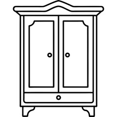 Wardrobe Cabinet Outline Vector Front