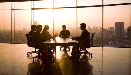 Fototapeta premium Business office with blurred people casual wear, with blurred bokeh background