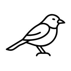 Simple outline illustration of a bird isolated on white background
