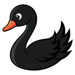 Cute black swan illustration isolated on white background