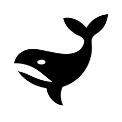 Black silhouette of a whale isolated on white background
