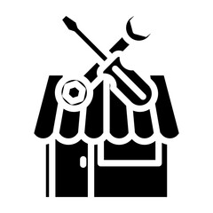 Repair Shop Vector Glyph Icon Design