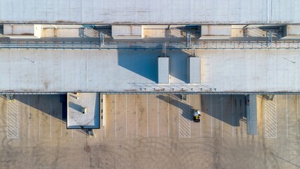 Aerial view of cold storage warehouse roof