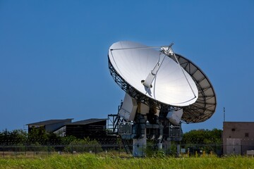 satellite dish on the roof with blue sky