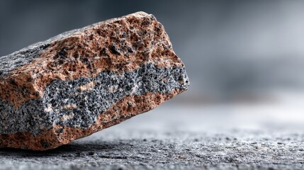 Close-up view of a textured rock with various colors and patterns visible