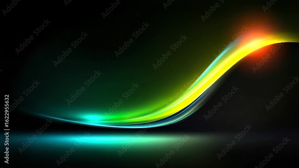 Poster green and yellow ribbon wave abstract flow background animation loop with smooth gradient transition
