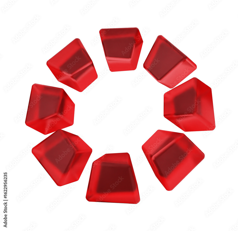 Poster abstract red cubes circular loading animation