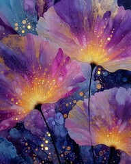 A vibrant collection of abstract flowers showcasing vivid colors and intricate details