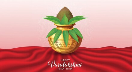 Festive illustration of Varalakshmi Vratham 2025 traditional social media poster/banner