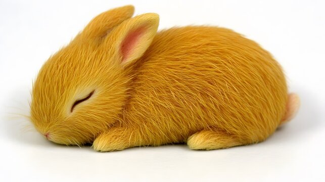 Adorable Golden Baby Bunny Sleeping Peacefully