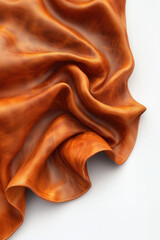 Close-up of high-detailed reddish leather surface on the right side of the canvas, showing seams and natural wrinkles, curled and crumpled, isolated on white background.