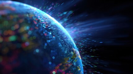 Earth's Awakening: A captivating visualization of Earth, radiating energy and light into the darkness of space, highlighting the planet's dynamism and interconnectedness.