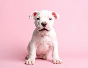 Adorable Cachorro de Dogo Argentino en Fondo Pastel, Generated image