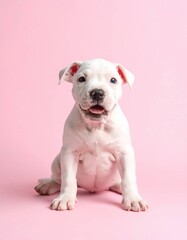 Adorable Cachorro de Dogo Argentino en Fondo Pastel, Generated image
