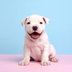 Adorable Dogo Argentino Puppy on Pastel Background, Generated image