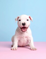 Adorable Dogo Argentino Puppy on Pastel Background, Generated image