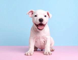 Adorable Dogo Argentino Puppy on Pastel Background, Generated image