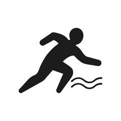 Silhouette of a runner in motion with wavy lines isolated on white background