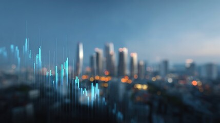 Fototapeta premium City Skyline and Financial Trends: An evocative image, depicting a modern cityscape as a backdrop for dynamic financial data, symbolizing growth, investment.