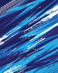 Abstract blue striped sports jersey fabric design