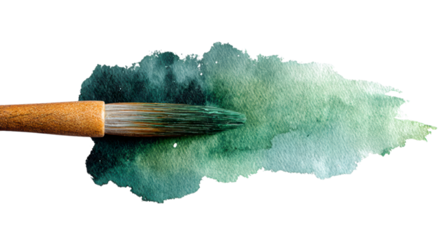 Watercolor Brush with Green Gradient Stroke
