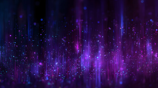 Bioluminescent abstract purple tech background with neon pink and blue lights in darkness