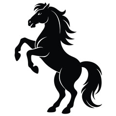 Majestic black horse rearing up silhouette vector