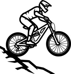 Naklejka premium Mountain bike bicycle cycle silhouette outdoor adventure transportation flat icon 