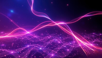x-default Abstract Purple Pink Glowing Energy Waves Background