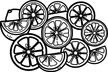 Fototapeta premium Citrus Fruit Slices Vector Illustration 