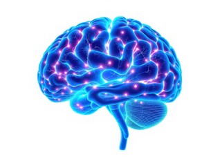 x-default Human Brain Anatomy with Neural Signals Stock Photo