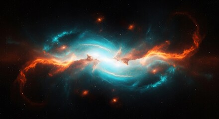 Vibrant nebula with swirling gas and bright stars in deep space