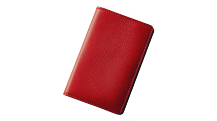 Stylish red wallet with sleek design resting on transparent background