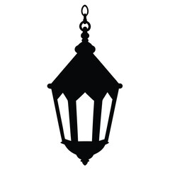Ornate hanging lantern silhouette black