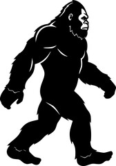 Obraz premium Sasquatch or Bigfoot walking silhouette vector art illustration 