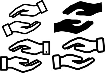 Silhouette of two hands offering or giving
