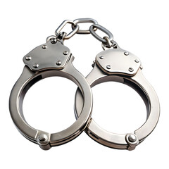 Obraz premium Metal handcuffs isolated on transparent background
