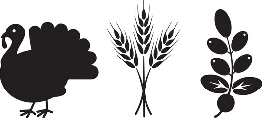 Thanksgiving Vector Art Silhouette Set