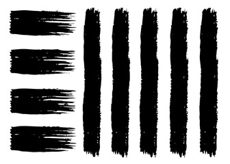 Grunge Box and Brush Stroke Set with Dirty Ink Splashes and Smudges. Vector Paint Frame Borders for Poster Graphics, Typography Layouts, and Emphasis Design Elements.

