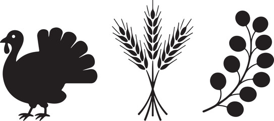 Thanksgiving Vector Art Silhouette Set