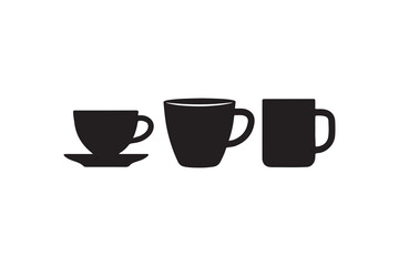Cup icons silhouette set of cups for design cup icons vector icons