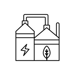 biogas plant line icon. eco industry, environment and alternative energy symbol.