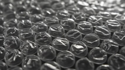 Close-up view of bubble wrap texture showcasing its glossy surface and unique patterns, ideal for packaging