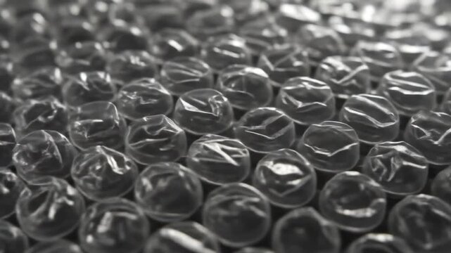Close-up view of bubble wrap texture showcasing its glossy surface and unique patterns, ideal for packaging