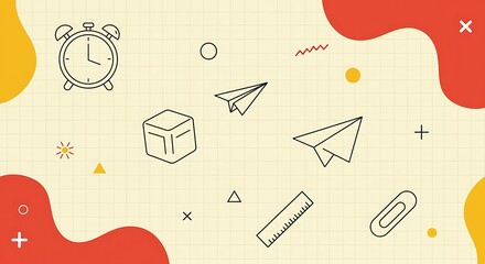 Creative Education Doodles – Minimal Back to School Design with Stationery Icons